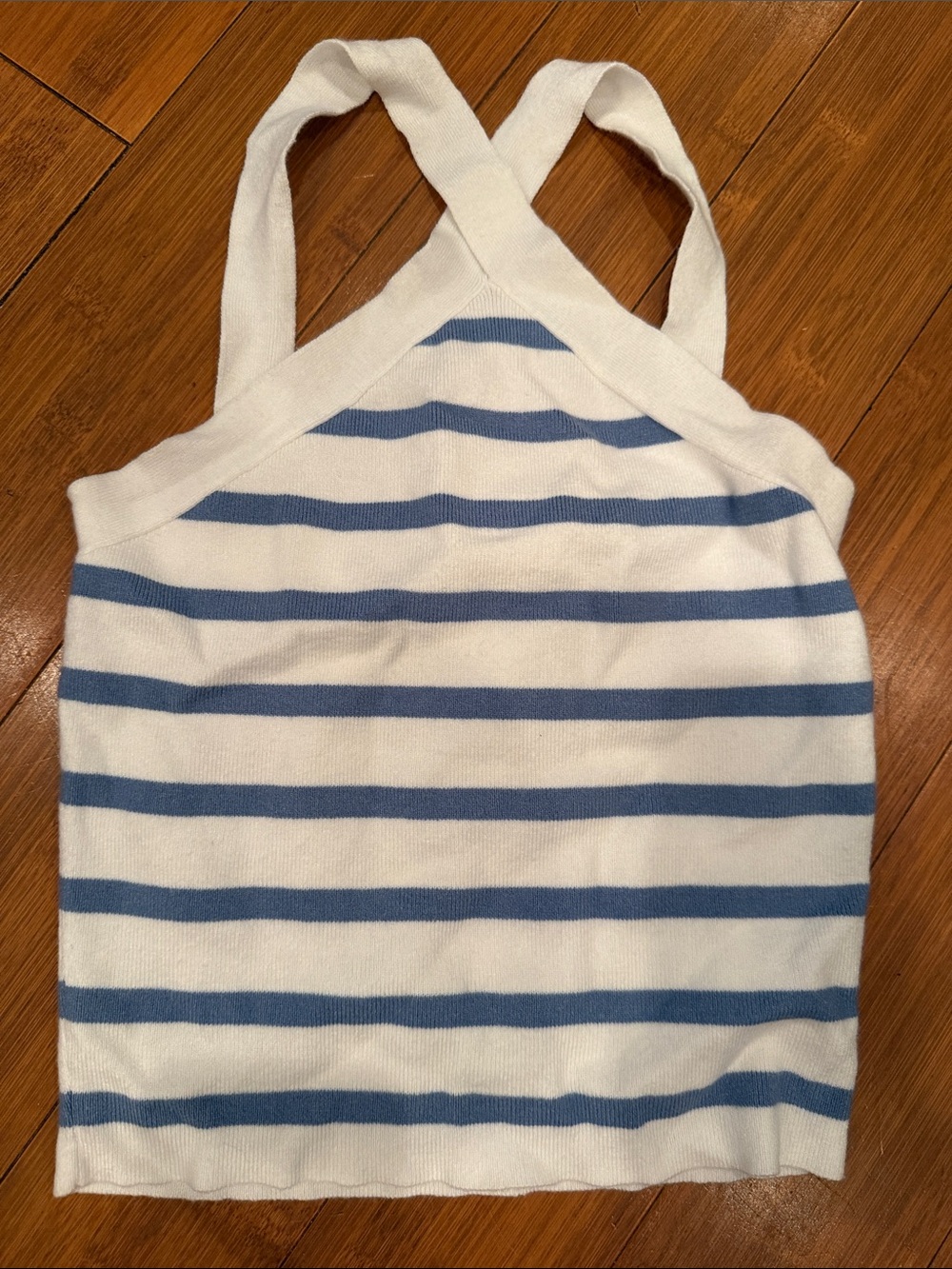 Striped Blue and White Knit Tank Top